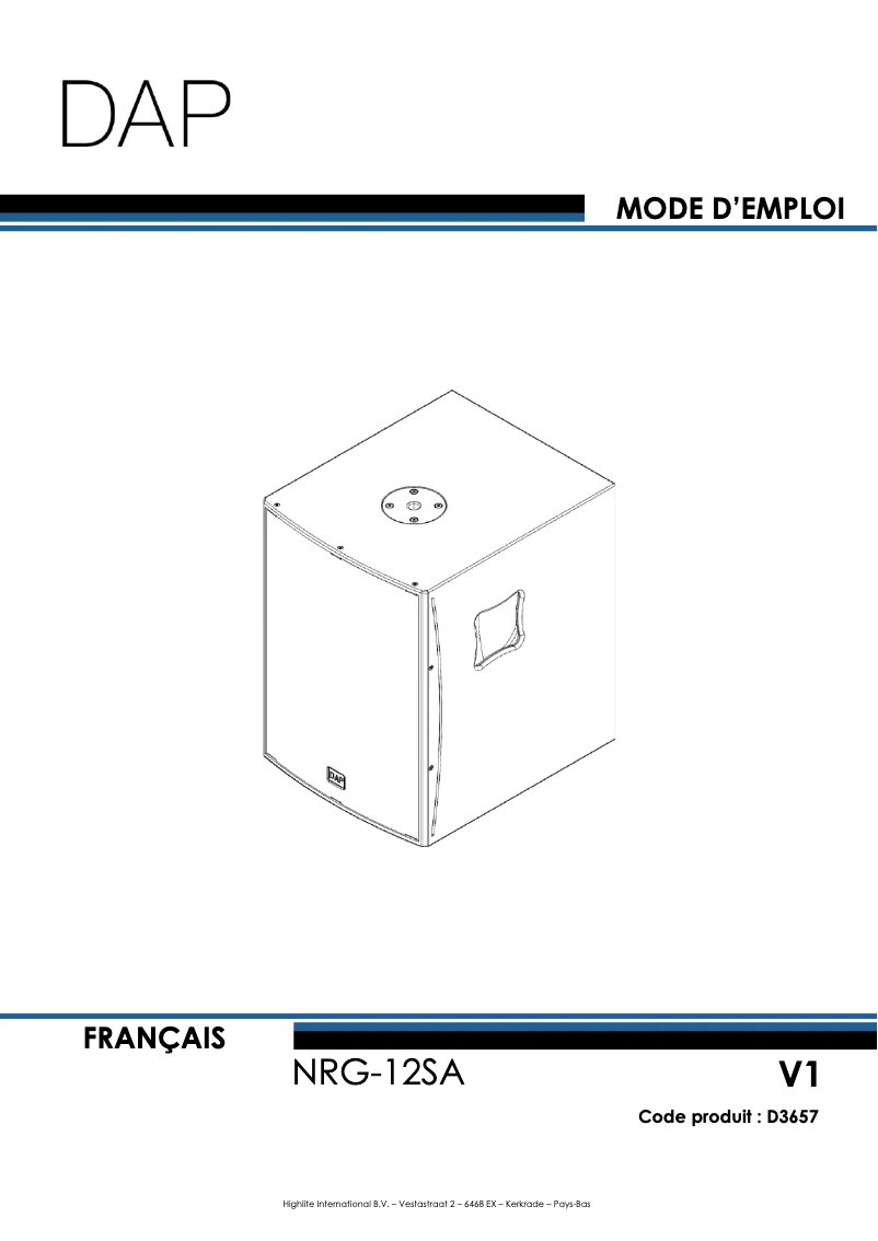 Page 1 de la notice Manuel utilisateur DAP-Audio NRG-12SA