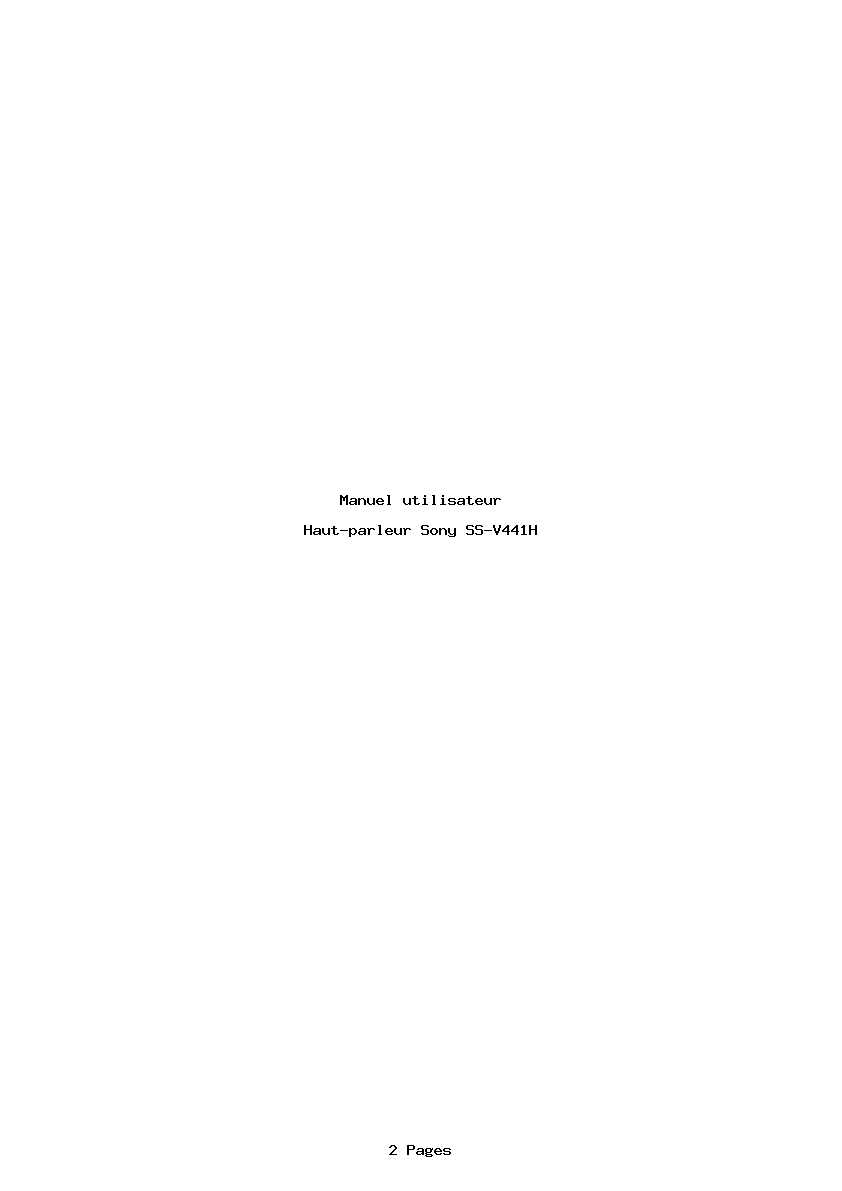 Page 1 de la notice Manuel utilisateur Sony SS-V441H