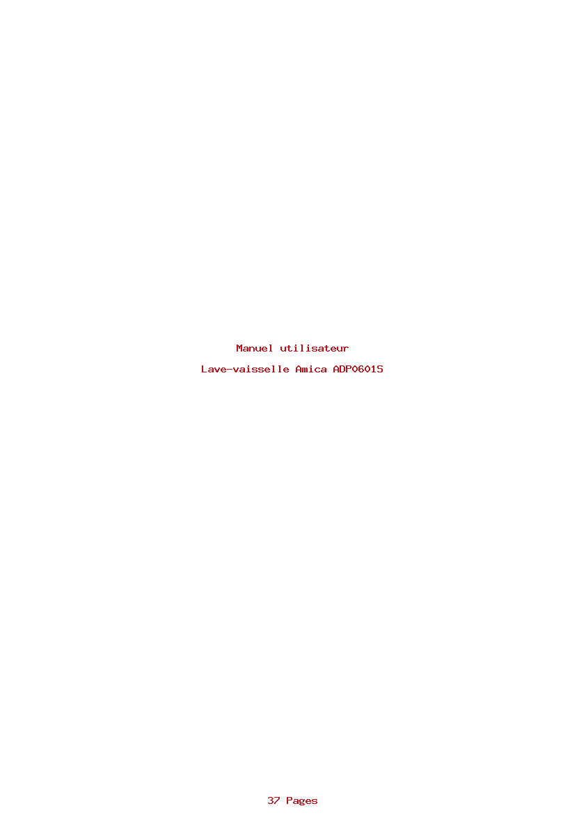 Page 1 de la notice Manuel utilisateur Amica ADP0601S