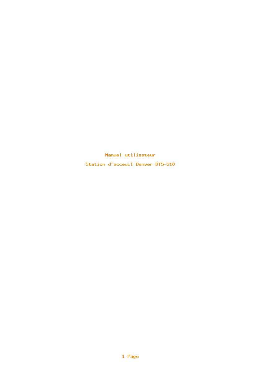 Page 1 de la notice Manuel utilisateur Denver BTS-210