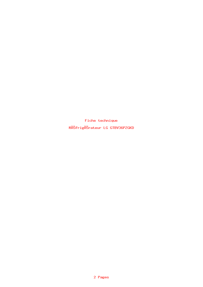 Page 1 de la notice Fiche technique LG GTBV36PZGKD