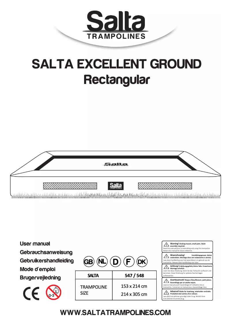 Page 1 de la notice Manuel utilisateur Salta Excellent Ground 214 x 305 cm