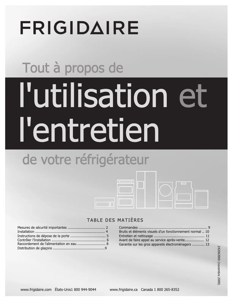 Page 1 de la notice Manuel utilisateur Frigidaire FGUI1849PF