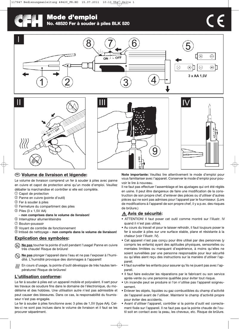 Page 1 of the manual User Manual Parkside BLK 520