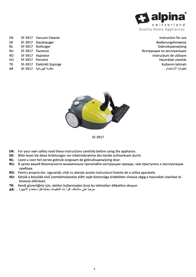 Página 1 del manual Manual de usuario Alpina SF-3917