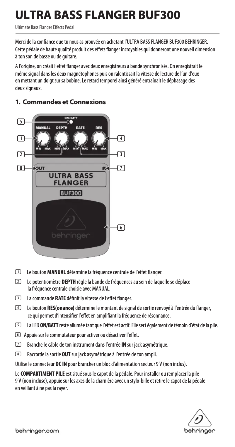 Página 1 del manual Manual de usuario Behringer Ultra Bass Flange BUF300