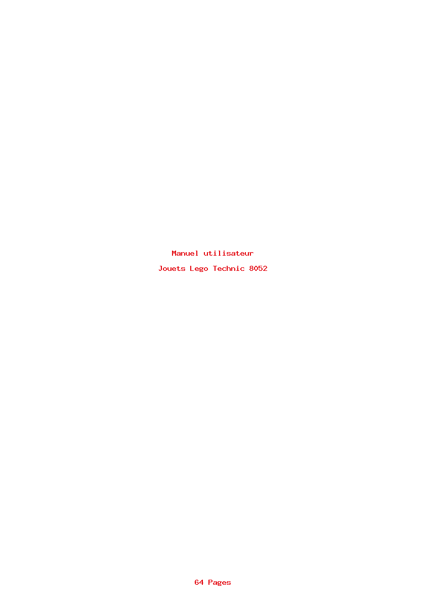 Page 1 de la notice Manuel utilisateur Lego Technic 8052
