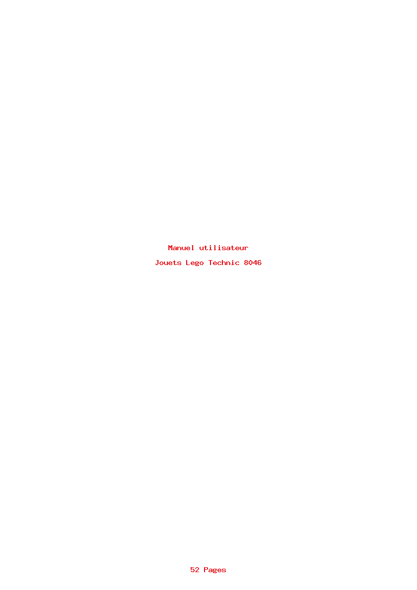 Page 1 de la notice Manuel utilisateur Lego Technic 8046