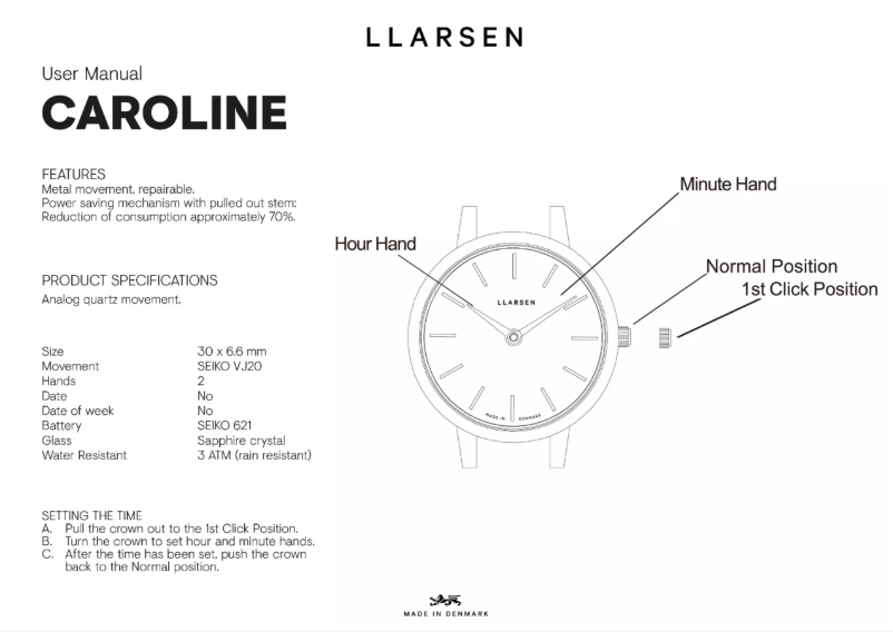 Page 1 de la notice Manuel utilisateur Lars Larsen CAROLINE 146SWS3