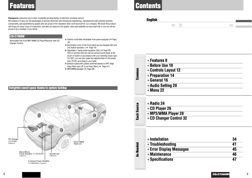 Page 1 de la notice Manuel utilisateur Panasonic CQ-C7300W