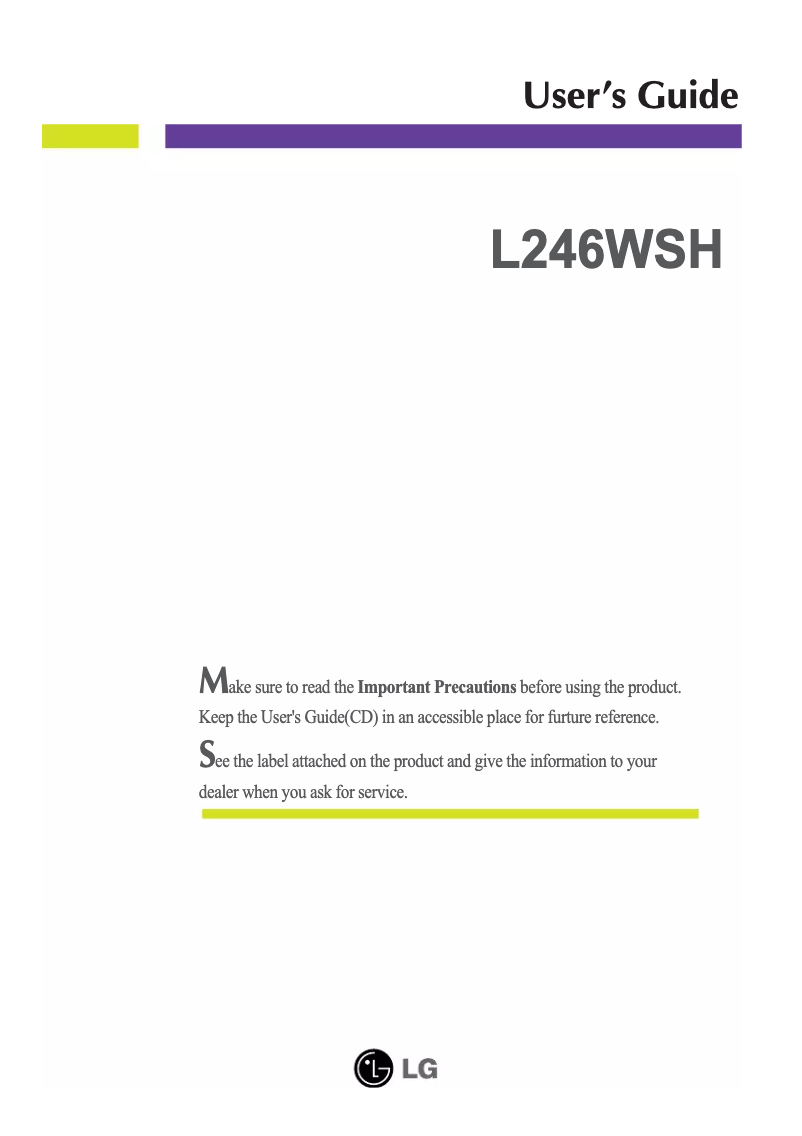 Page 1 de la notice Manuel utilisateur LG L246WSH-BN
