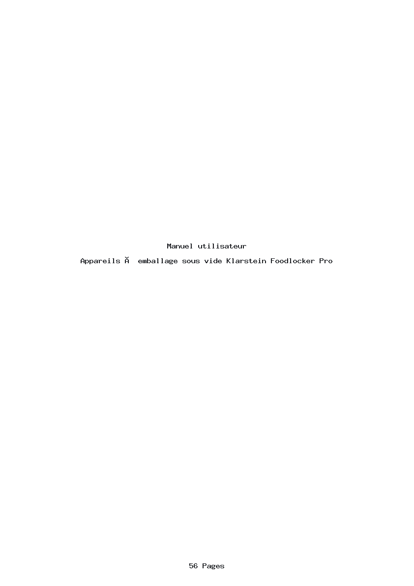 Page 1 de la notice Manuel utilisateur Klarstein Foodlocker Pro