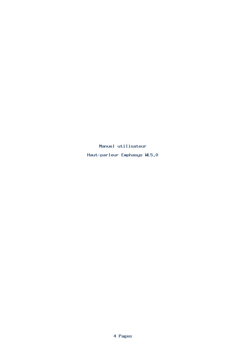 Page 1 de la notice Manuel utilisateur Emphasys WL5.0