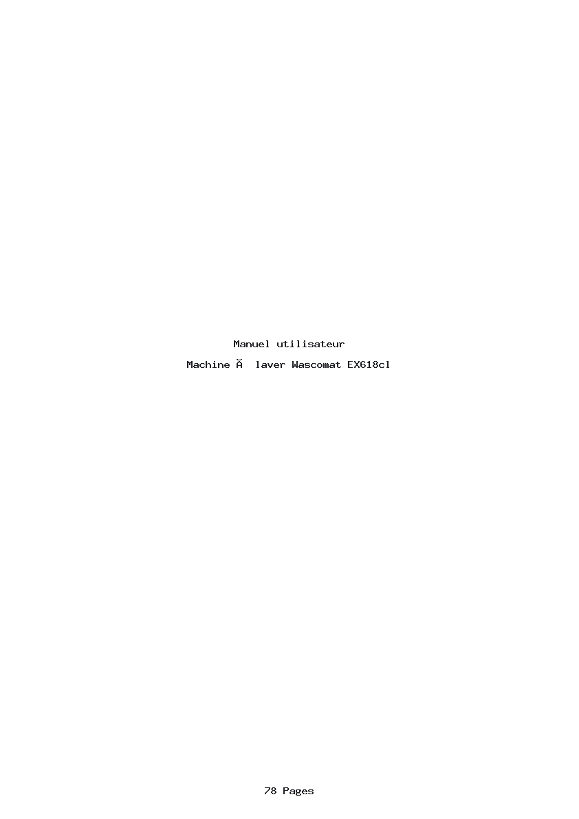 Page 1 de la notice Manuel utilisateur Wascomat EX618cl
