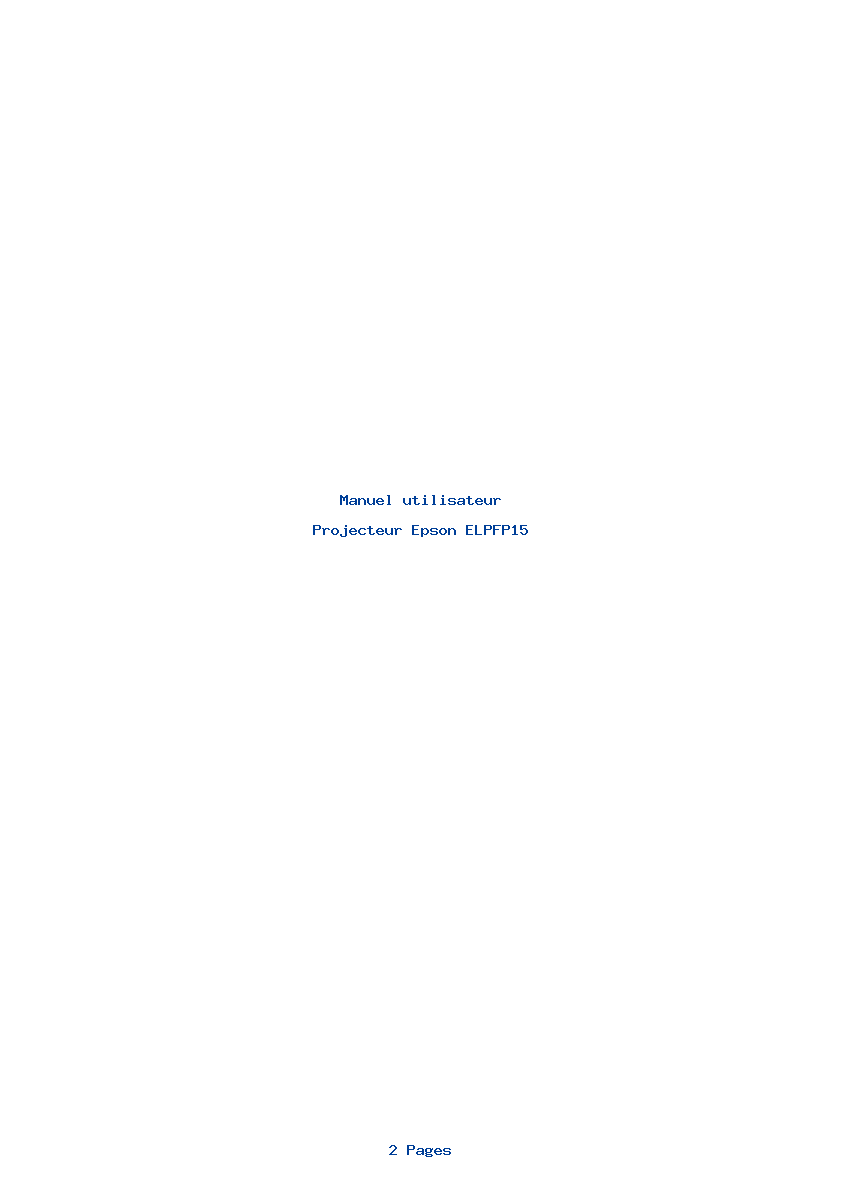Page 1 de la notice Manuel utilisateur Epson ELPFP15