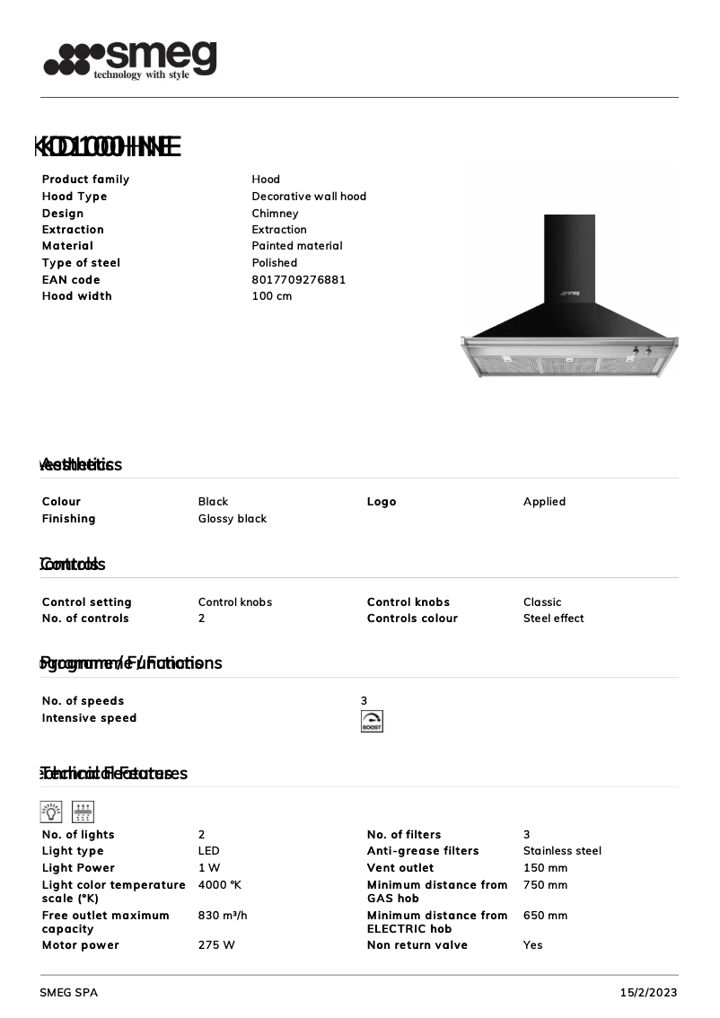 Page 1 de la notice Brochure Smeg KD100HNE