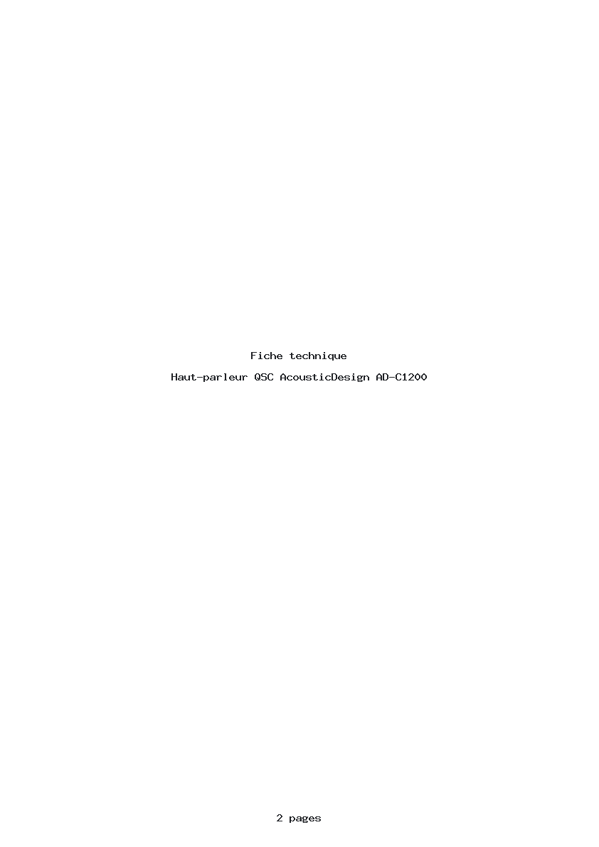 Page 1 de la notice Fiche technique QSC AcousticDesign AD-C1200