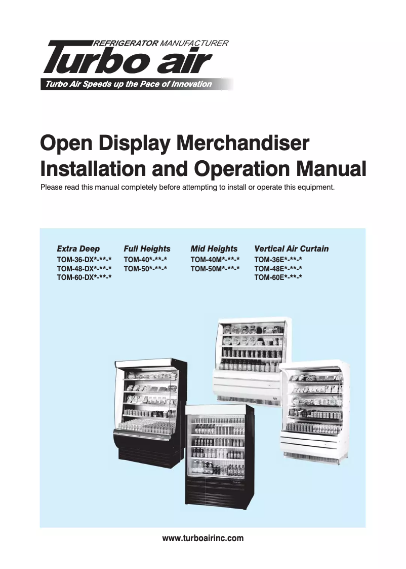 Página 1 del manual Manual de uso y mantenimiento Turbo air TOM-48-DX