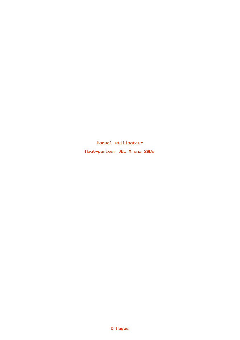 Page 1 de la notice Manuel utilisateur JBL Arena 26Be
