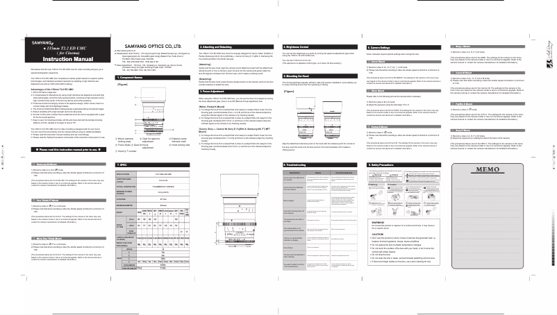 Página 1 del manual Manual de usuario Rokinon Cine DS DS135M-MFT