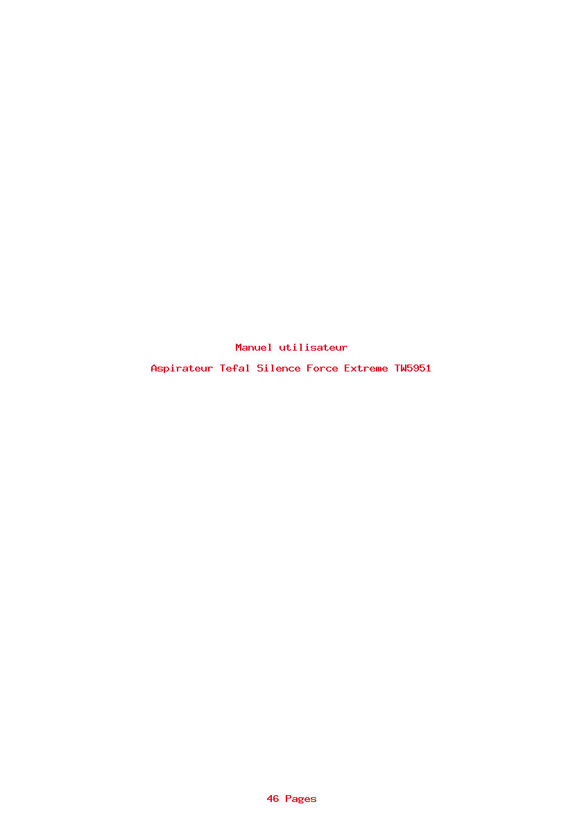 Page 1 de la notice Manuel utilisateur Tefal Silence Force Extreme TW5951