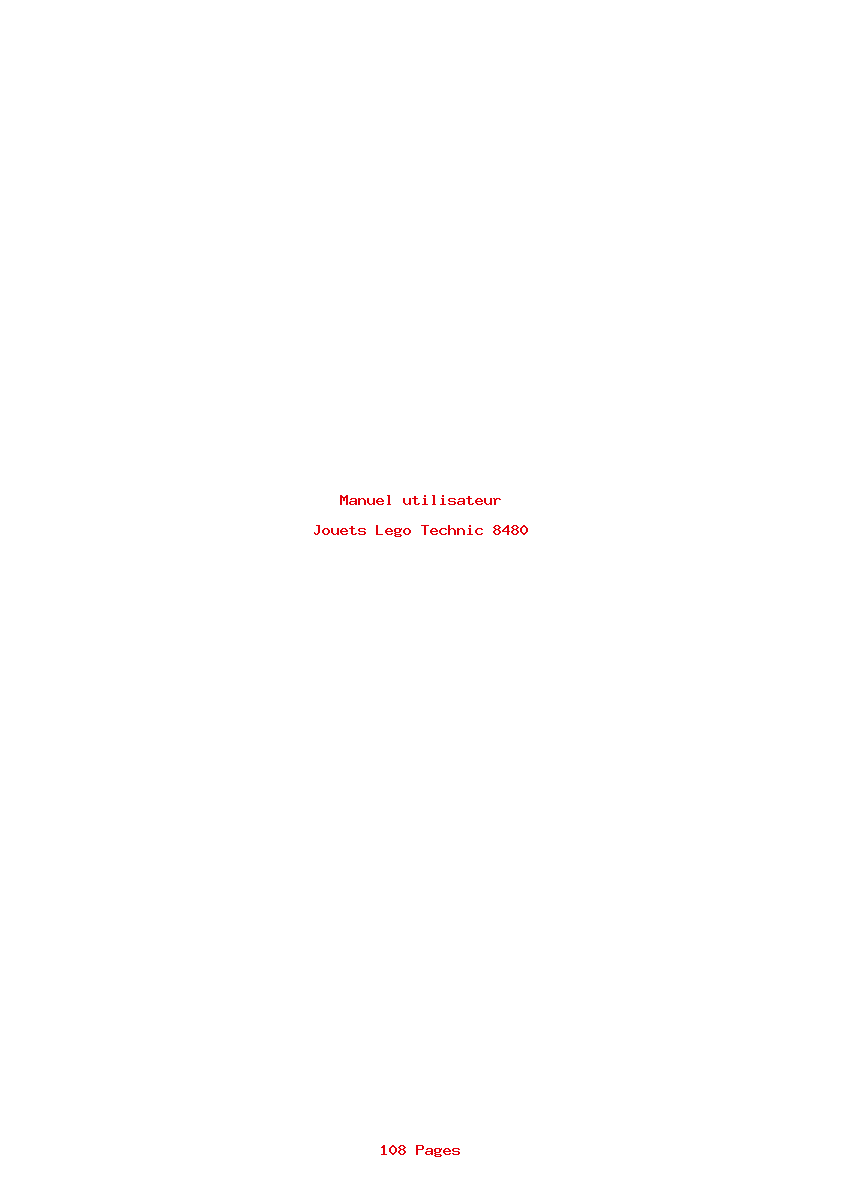 Page 1 de la notice Manuel utilisateur Lego Technic 8480