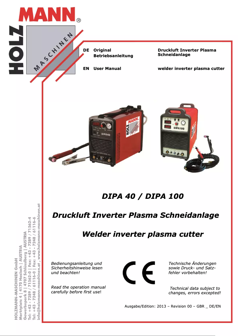 Page 1 de la notice Manuel utilisateur Holzmann DIPA40