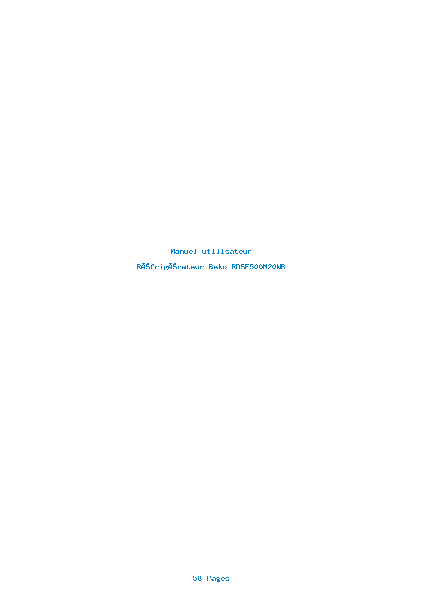 Page 1 de la notice Manuel utilisateur Beko RDSE500M20WB