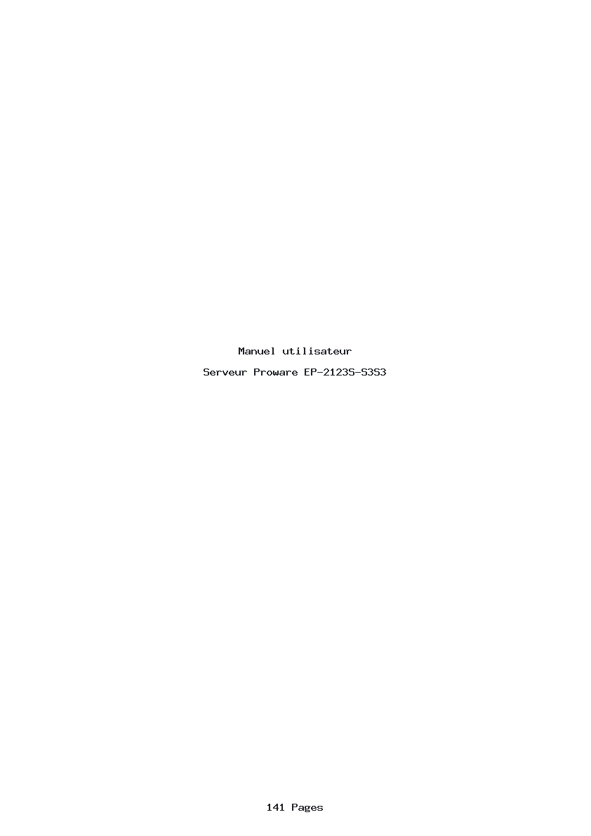 Page 1 de la notice Manuel utilisateur Proware EP-2123S-S3S3