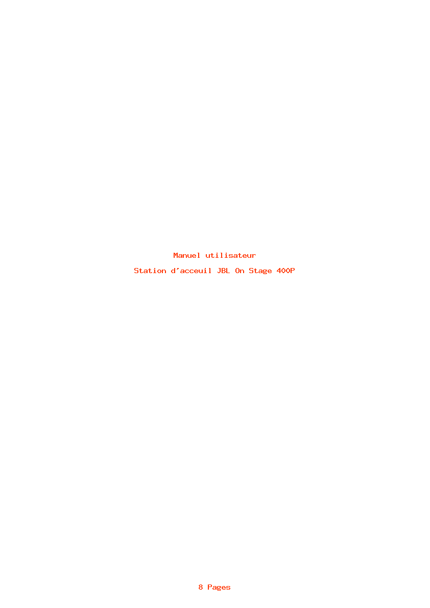 Page 1 de la notice Manuel utilisateur JBL On Stage 400P