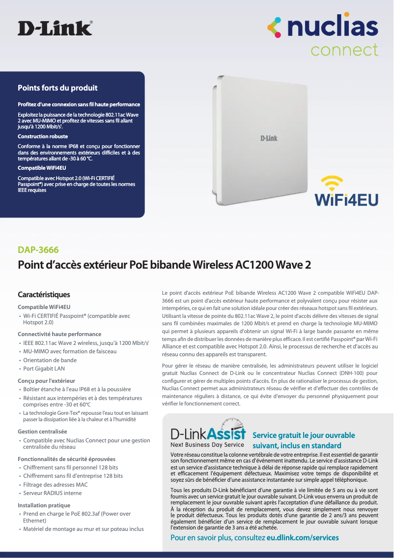Page 1 de la notice Fiche technique D-Link DAP-3666