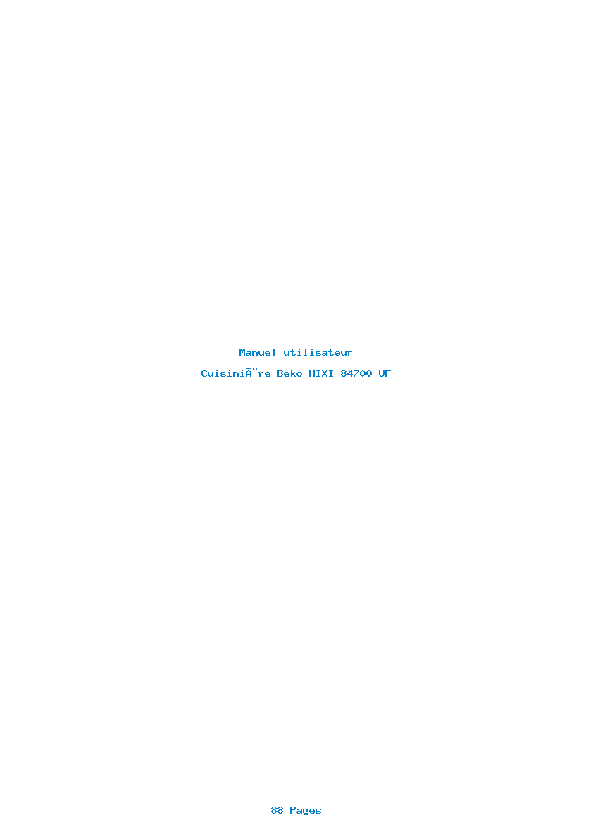 Page 1 de la notice Manuel utilisateur Beko HIXI 84700 UF