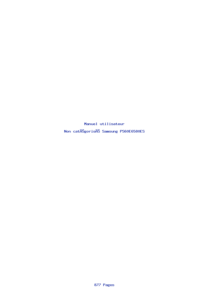 Page 1 de la notice Manuel utilisateur Samsung PS60E6580ES