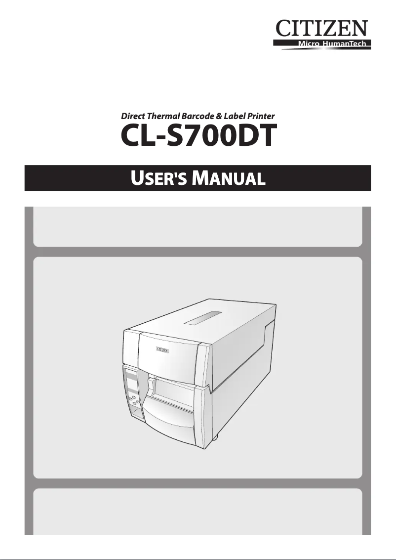 Page 1 de la notice Manuel utilisateur Citizen CL-S700DT