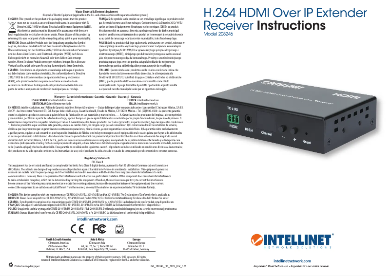Page 1 de la notice Manuel utilisateur Intellinet 208246
