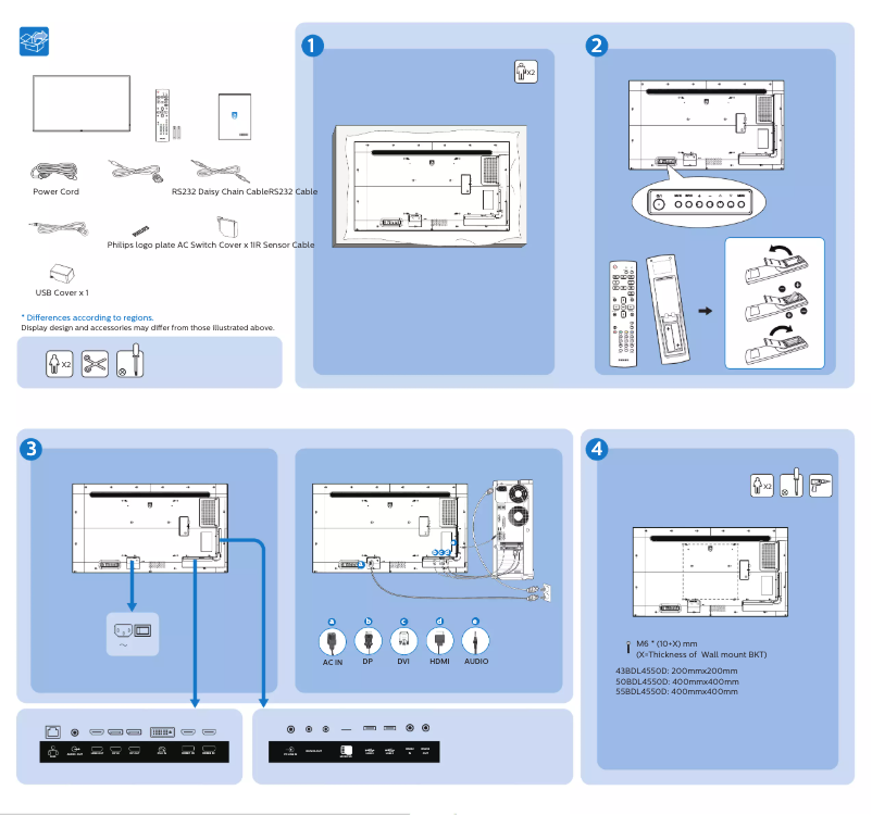 Page 1 of the manual Quick Start Guide Philips 43BDL4550D