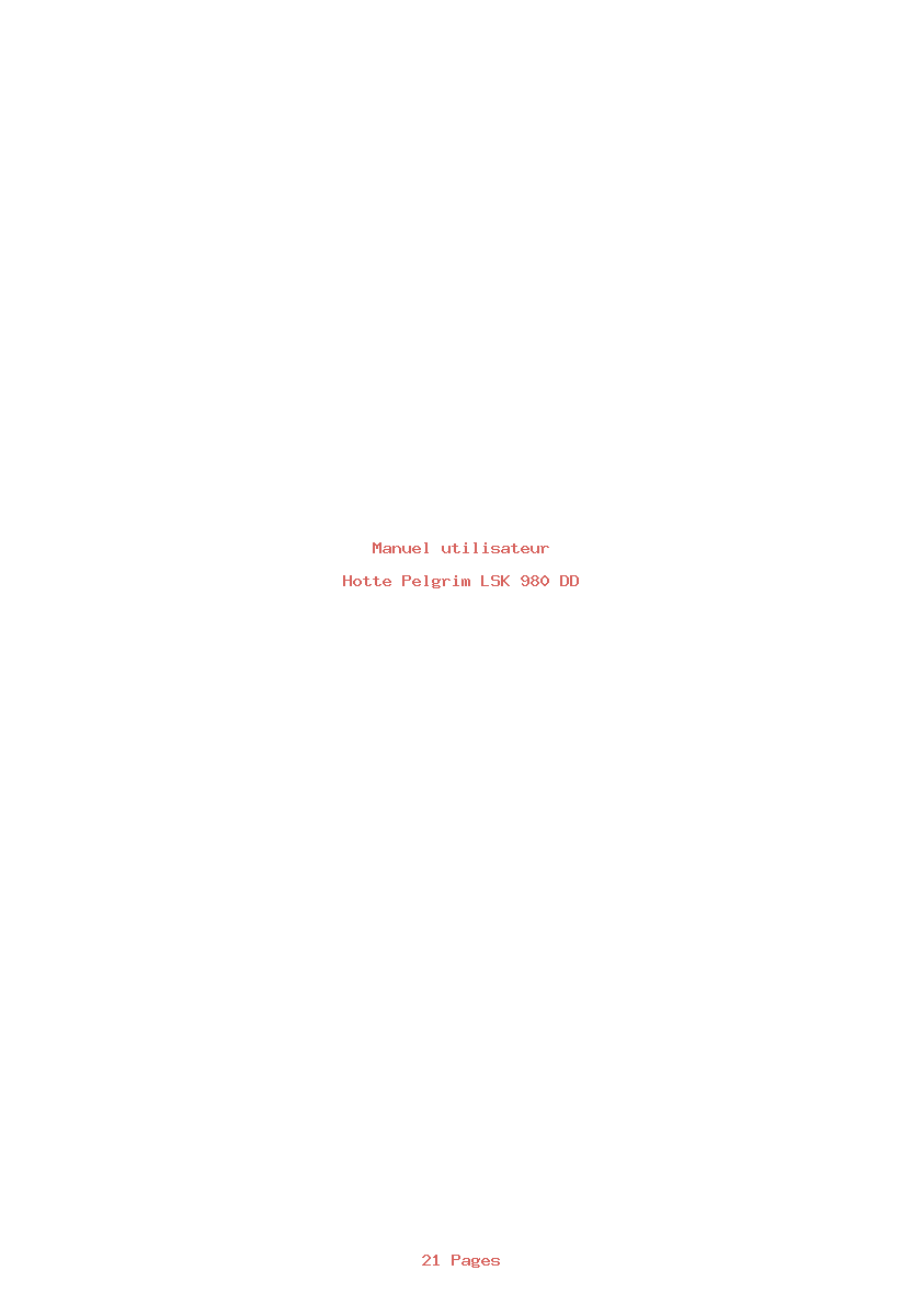 Page 1 de la notice Manuel utilisateur Pelgrim LSK 980 DD