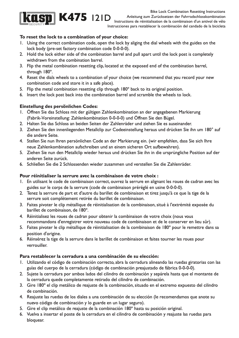 Page 1 de la notice Manuel utilisateur Kasp K4751215D