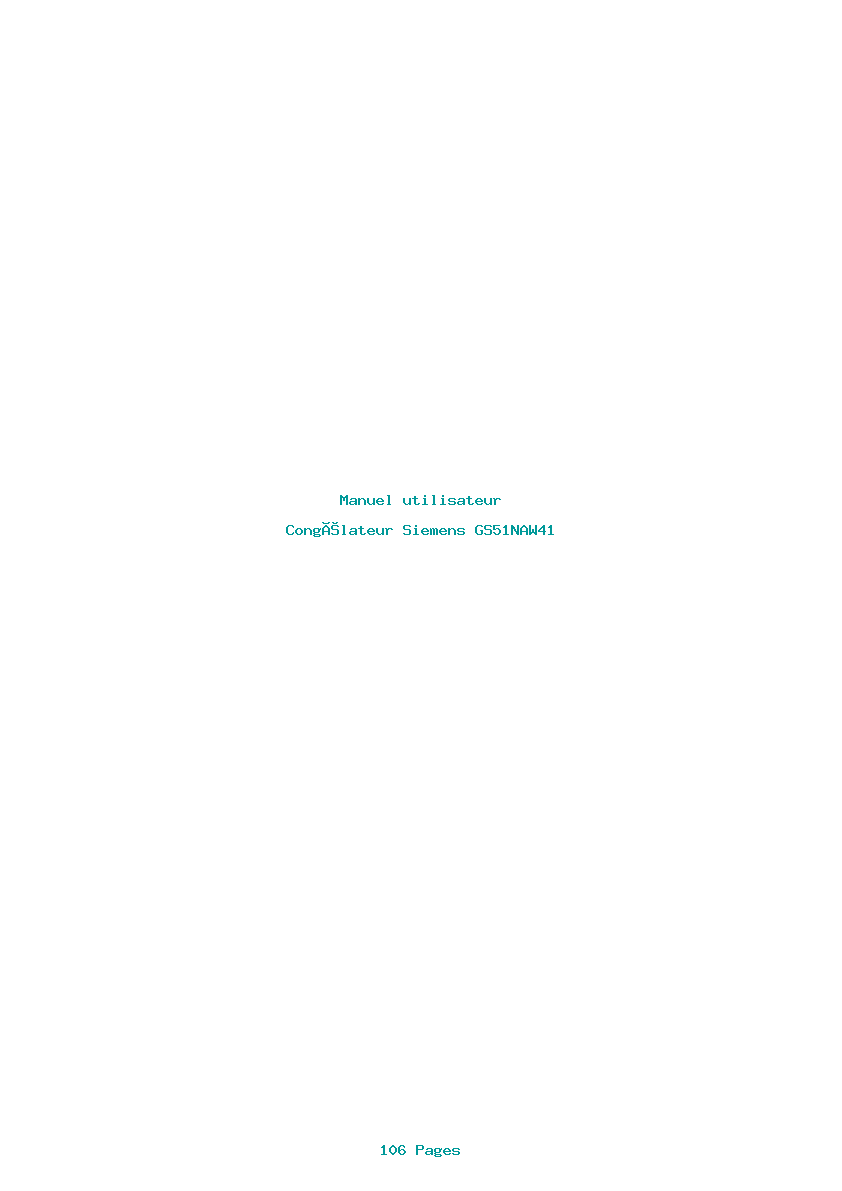 Page 1 de la notice Manuel utilisateur Siemens GS51NAW41