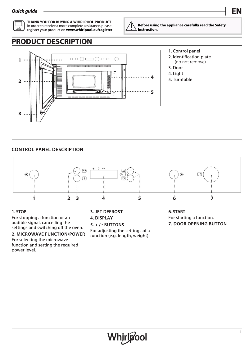 Página 1 del manual Manual de usuario Whirlpool MBNA900B