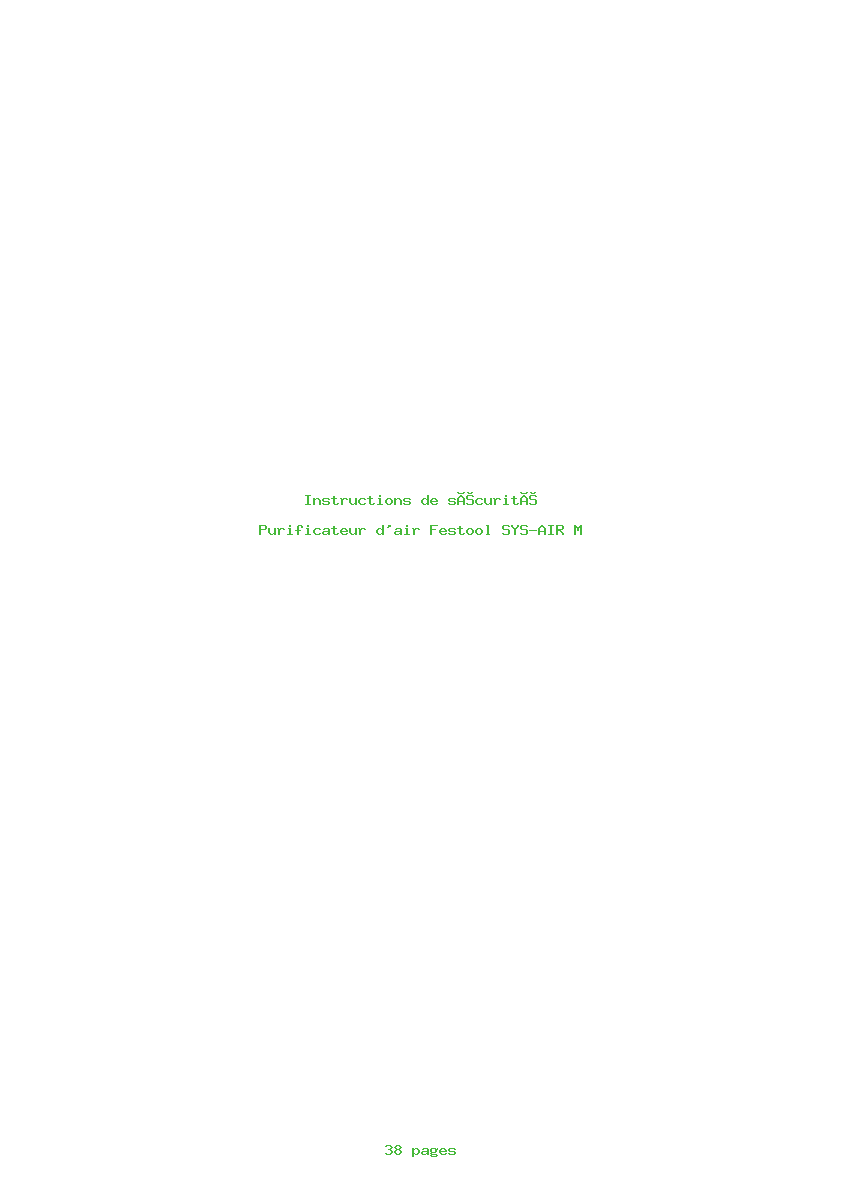 Page 1 de la notice Instructions de sécurité Festool SYS-AIR M