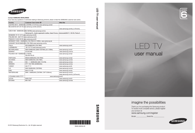 Página 1 del manual Manual de usuario Samsung UE32C6620UW