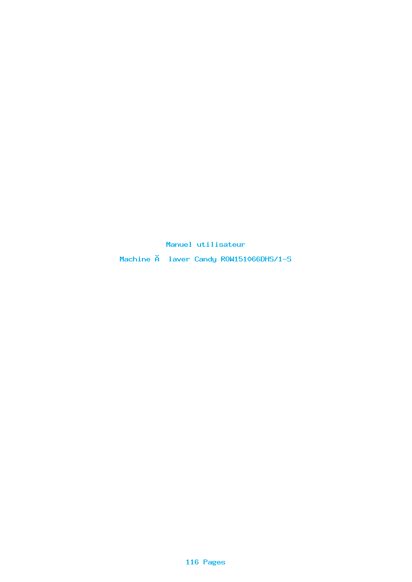 Page 1 de la notice Manuel utilisateur Candy ROW151066DHS/1-S