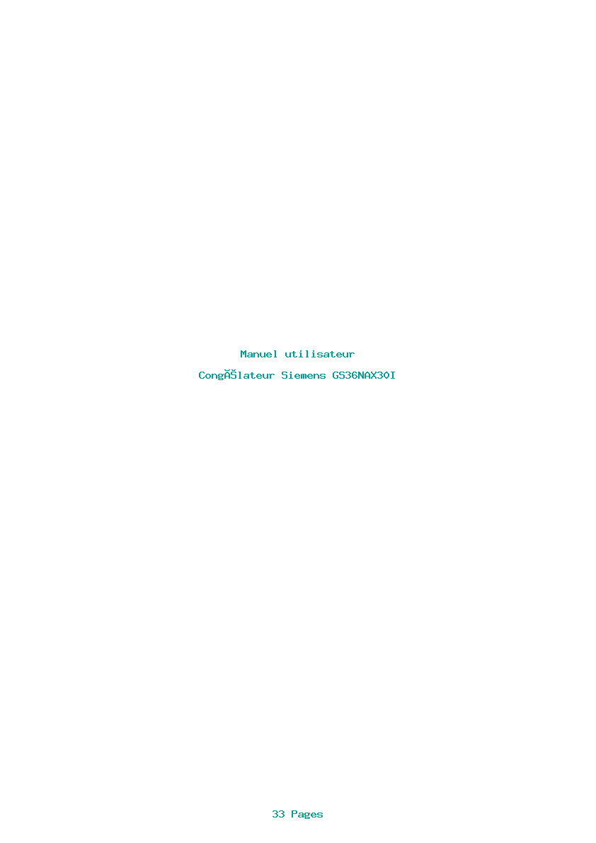Page 1 de la notice Manuel utilisateur Siemens GS36NAX30I