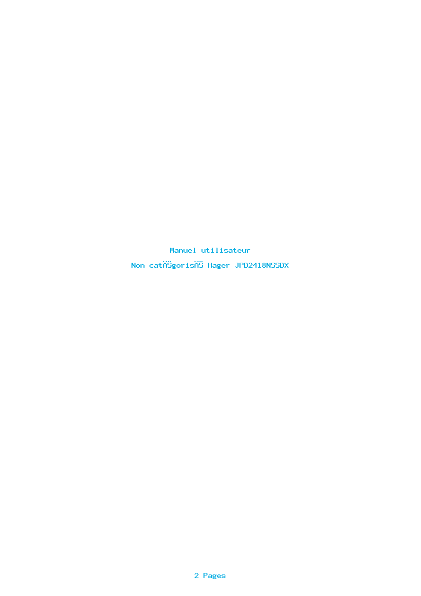Page 1 de la notice Manuel utilisateur Hager JPD2418NSSDX