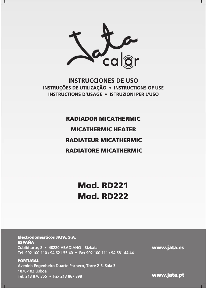 Page 1 de la notice Manuel utilisateur Jata RD222