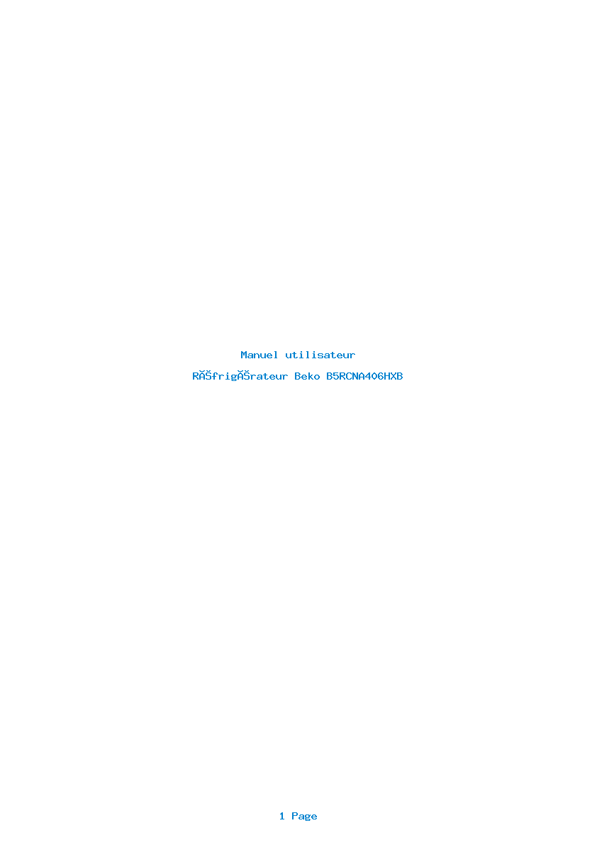 Page 1 de la notice Manuel utilisateur Beko B5RCNA406HXB