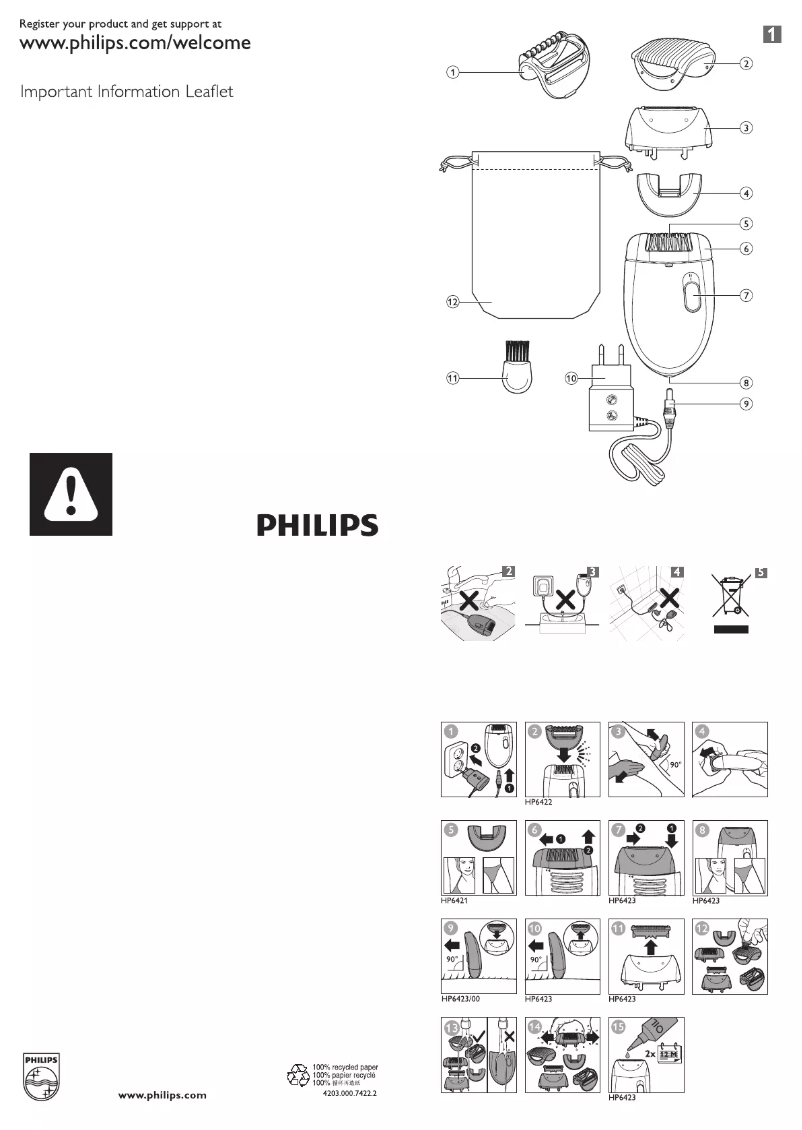 Page 1 de la notice Manuel utilisateur Philips Satinelle Essential HP6419