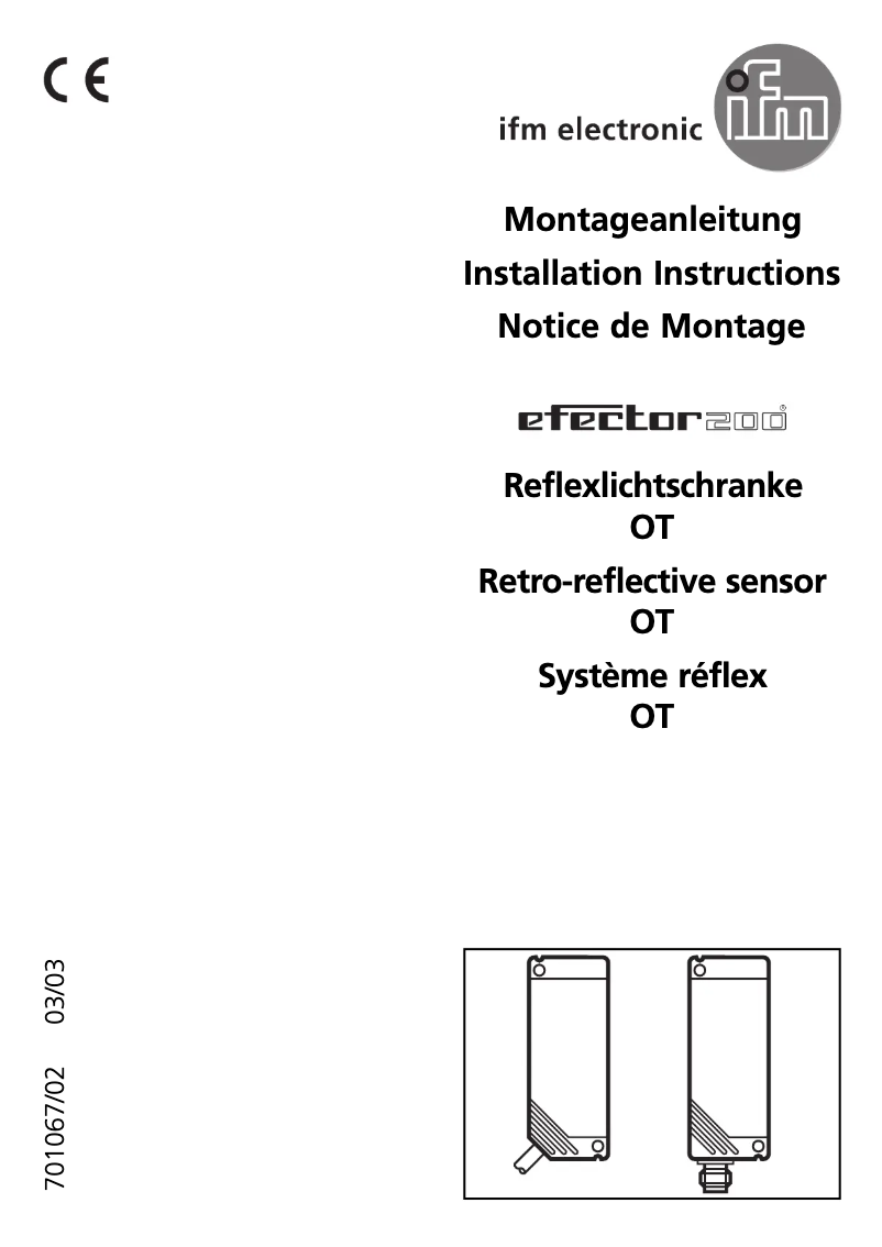 Page 1 de la notice Manuel utilisateur IFM OT5036