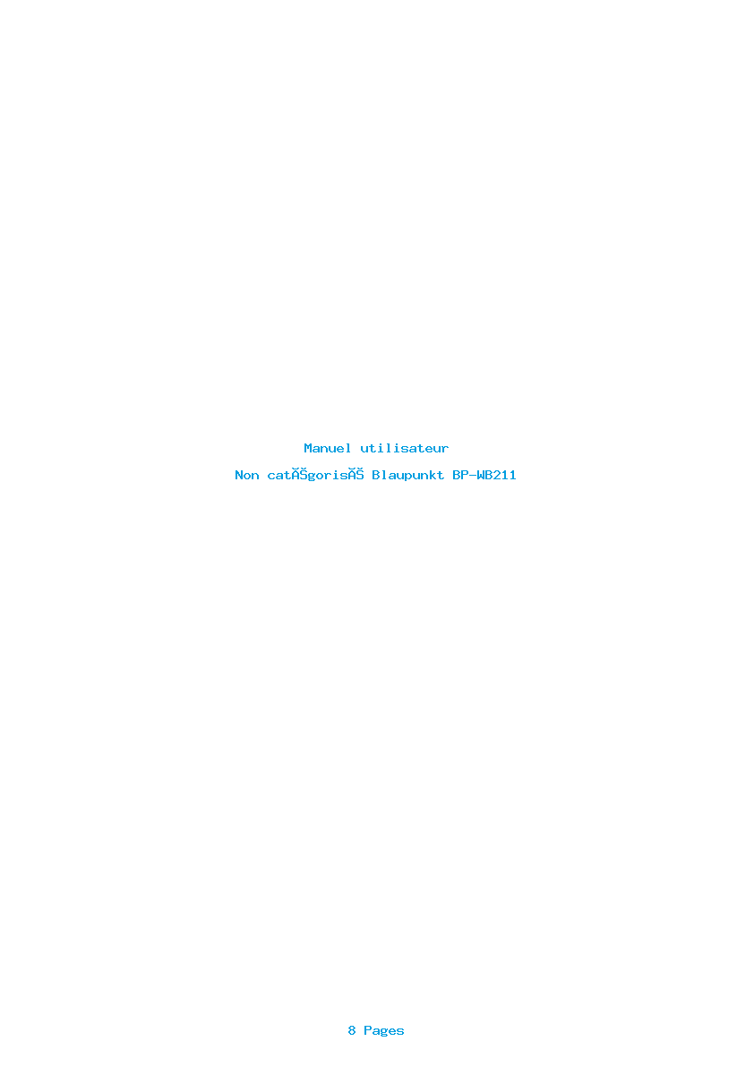 Page 1 de la notice Manuel utilisateur Blaupunkt BP-WB211